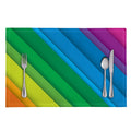 Rainbow Diagonal Lines Pattern Print Placemat