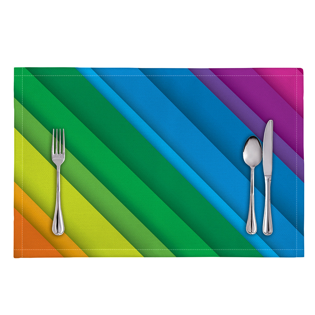 Rainbow Diagonal Lines Pattern Print Placemat