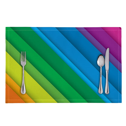 Rainbow Diagonal Lines Pattern Print Placemat