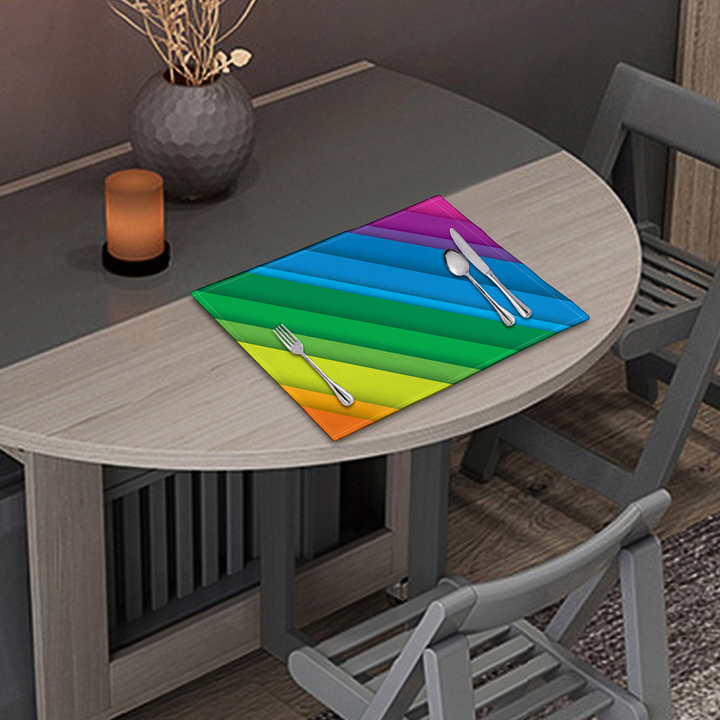 Rainbow Diagonal Lines Pattern Print Placemat