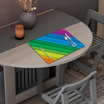 Rainbow Diagonal Lines Pattern Print Placemat