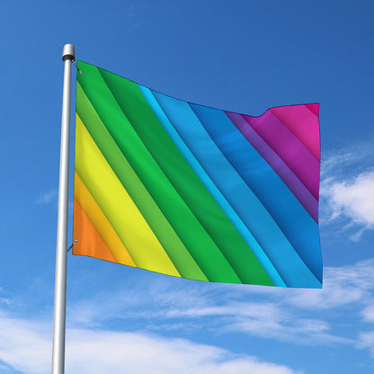 Rainbow Diagonal Lines Pattern Print Polyester Flag