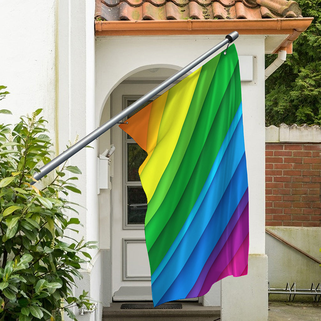 Rainbow Diagonal Lines Pattern Print Polyester Flag