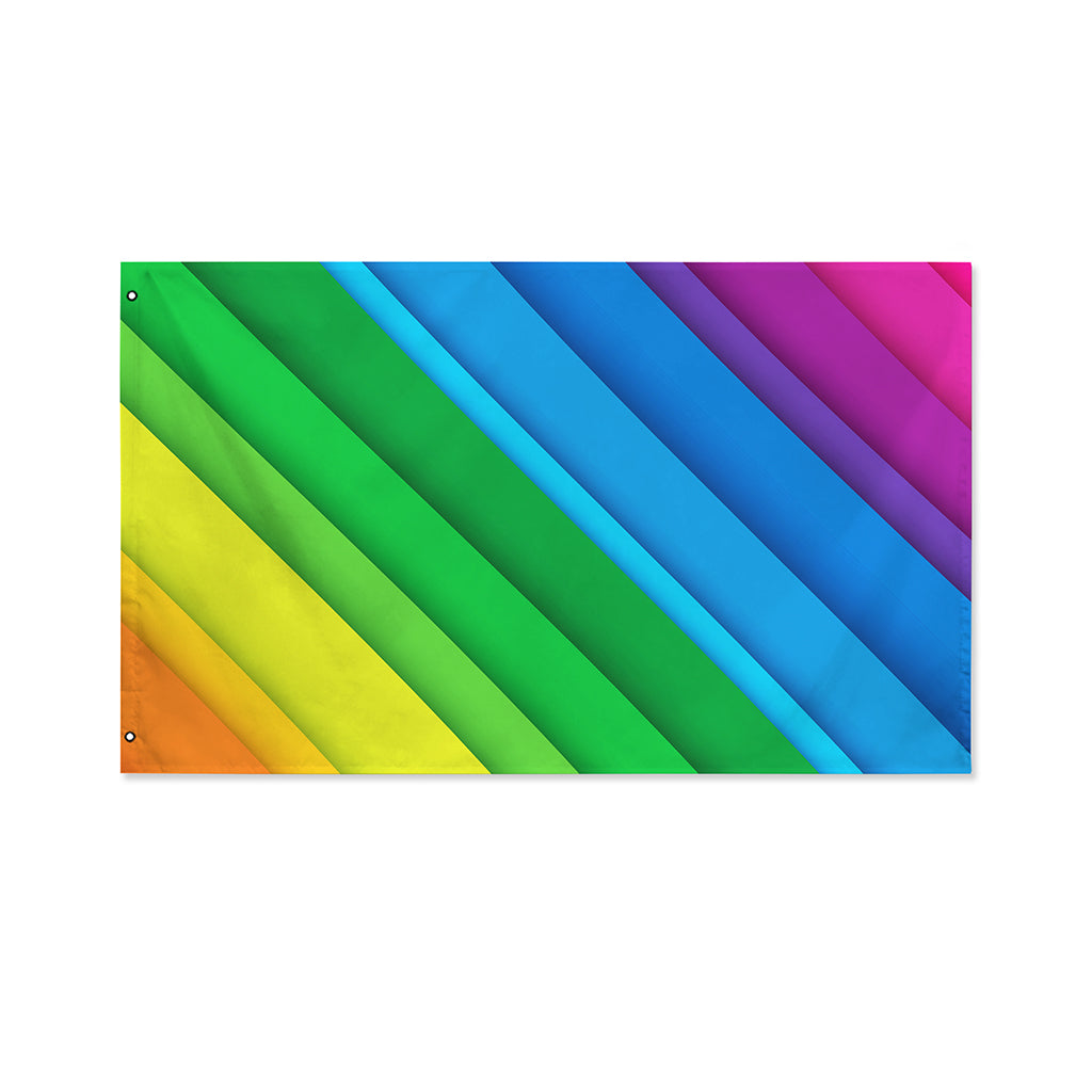Rainbow Diagonal Lines Pattern Print Polyester Flag