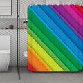 Rainbow Diagonal Lines Pattern Print Polyester Shower Curtain