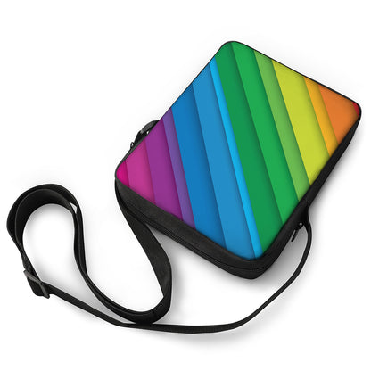 Rainbow Diagonal Lines Pattern Print Rectangular Crossbody Bag