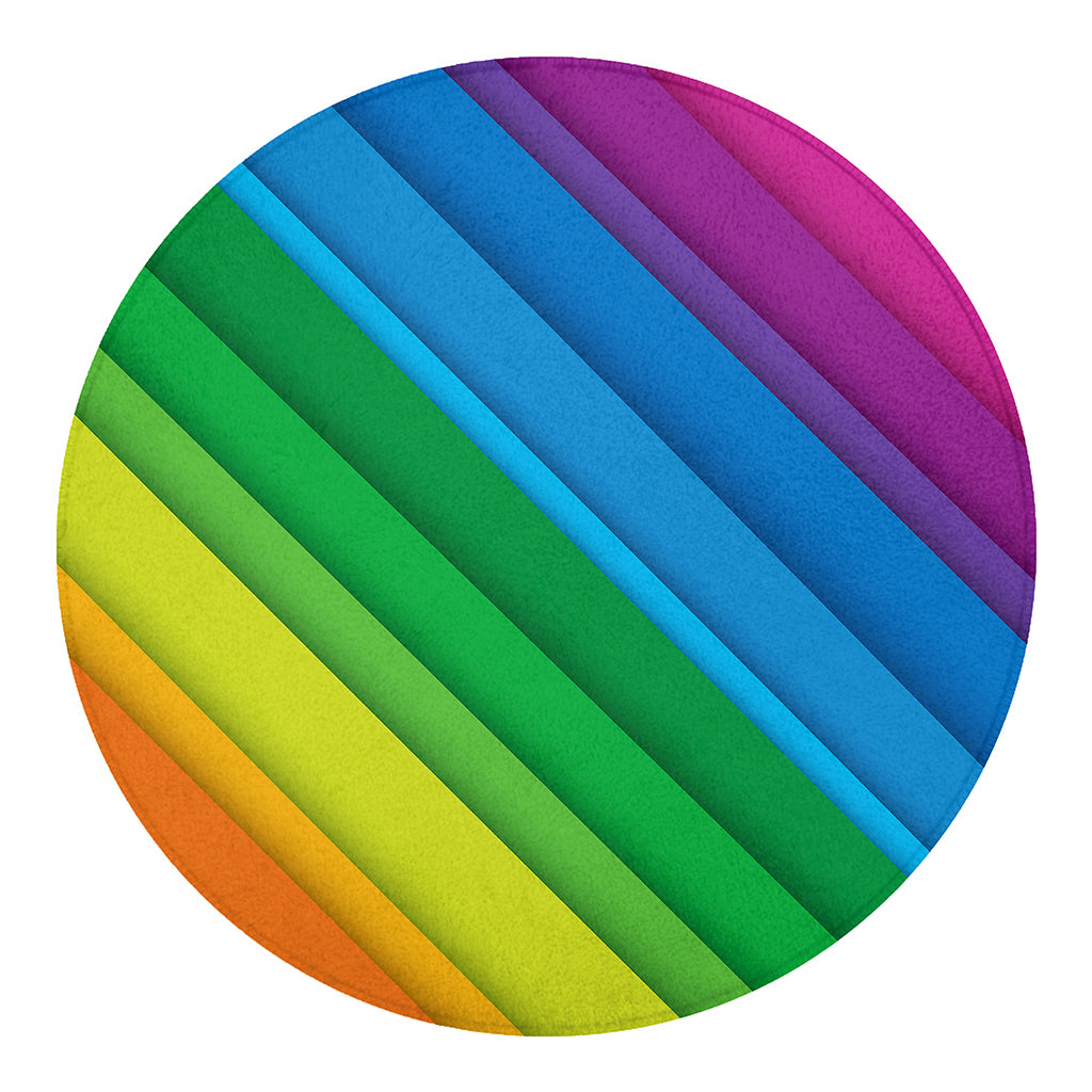Rainbow Diagonal Lines Pattern Print Round Blanket