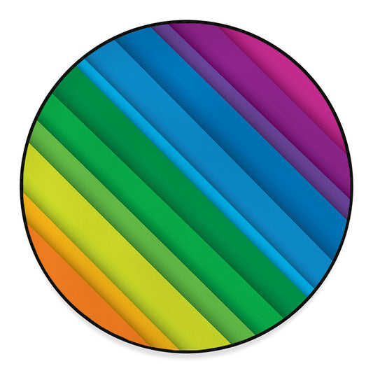 Rainbow Diagonal Lines Pattern Print Round Floor Mat