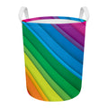 Rainbow Diagonal Lines Pattern Print Round Laundry Basket