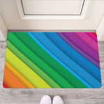 Rainbow Diagonal Lines Pattern Print Rubber Doormat
