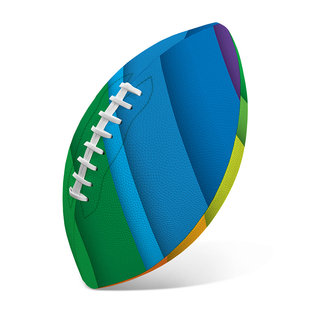 Rainbow Diagonal Lines Pattern Print Rugby Ball