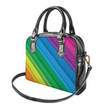 Rainbow Diagonal Lines Pattern Print Shoulder Handbag