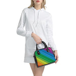 Rainbow Diagonal Lines Pattern Print Shoulder Handbag