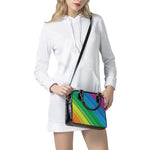 Rainbow Diagonal Lines Pattern Print Shoulder Handbag