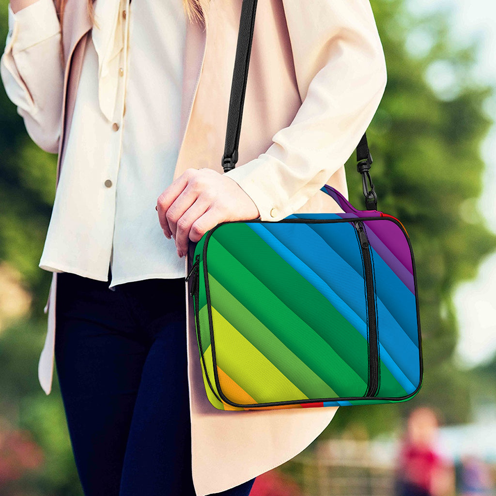 Rainbow Diagonal Lines Pattern Print Shoulder Strap Bible Bag