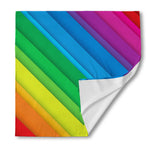 Rainbow Diagonal Lines Pattern Print Silk Bandana