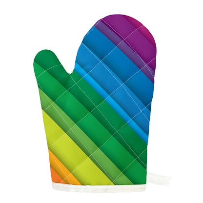 Rainbow Diagonal Lines Pattern Print Single Oven Mitt