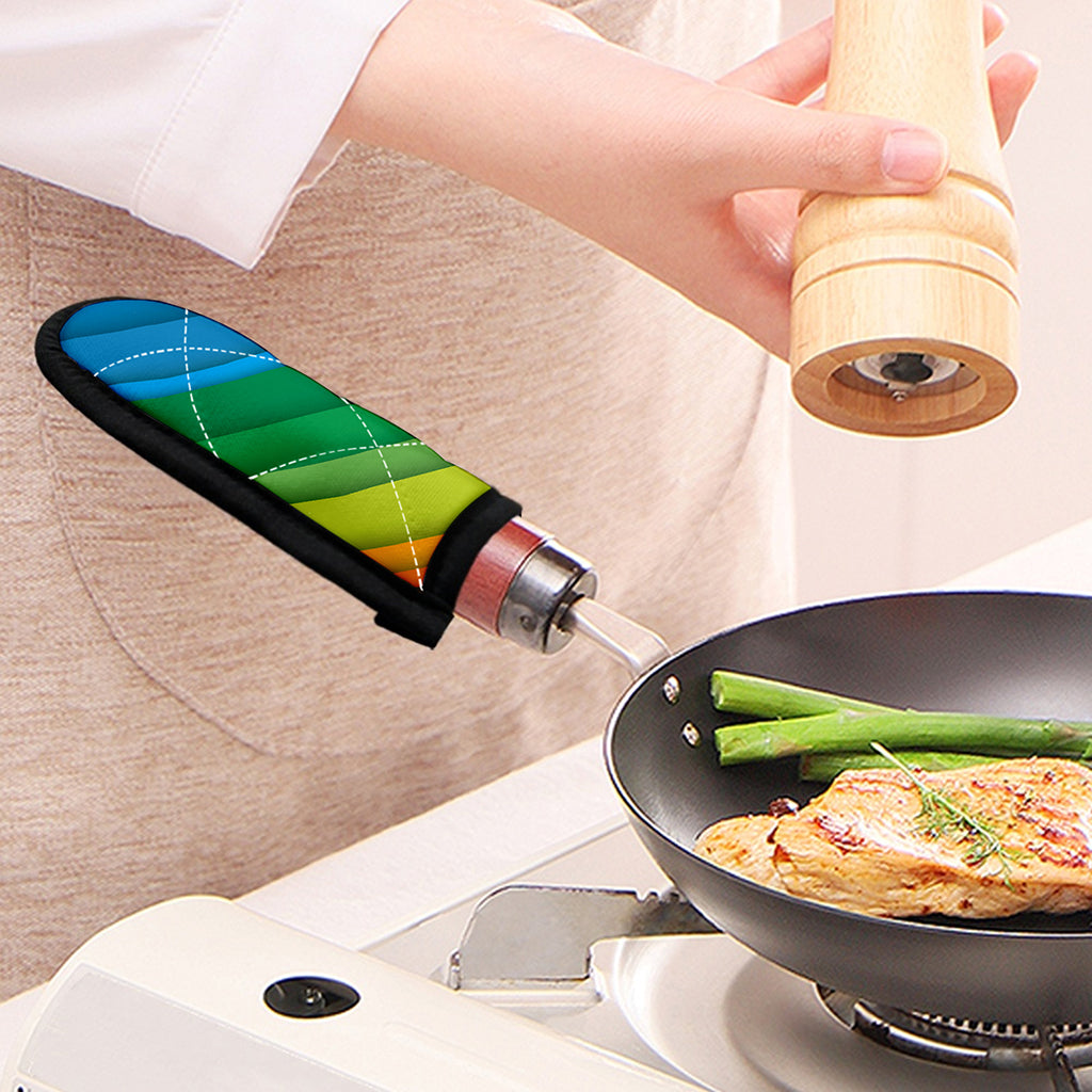 Rainbow Diagonal Lines Pattern Print Skillet Handle Cover