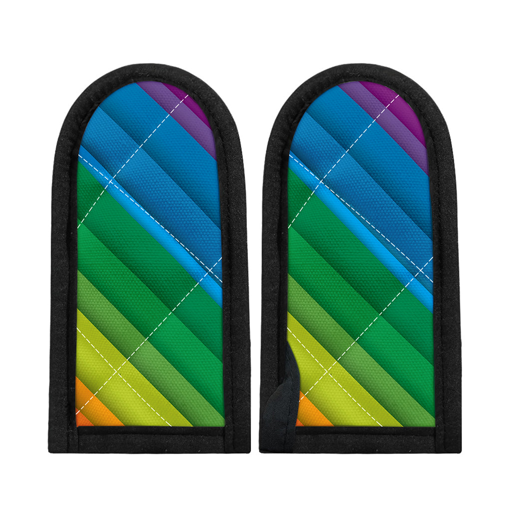 Rainbow Diagonal Lines Pattern Print Skillet Handle Cover