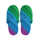 Rainbow Diagonal Lines Pattern Print Slippers