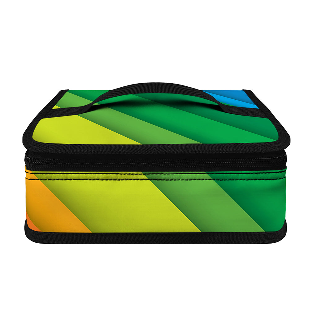 Rainbow Diagonal Lines Pattern Print Small Lunch Bag