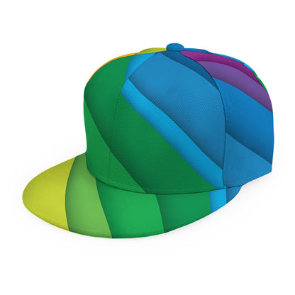 Rainbow Diagonal Lines Pattern Print Snapback Cap