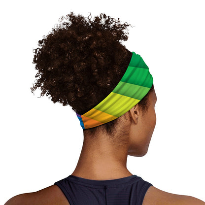 Rainbow Diagonal Lines Pattern Print Sports Headband