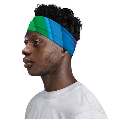 Rainbow Diagonal Lines Pattern Print Sports Headband