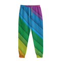Rainbow Diagonal Lines Pattern Print Sweatpants