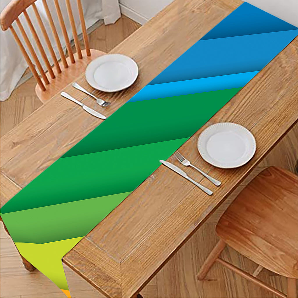 Rainbow Diagonal Lines Pattern Print Table Runner