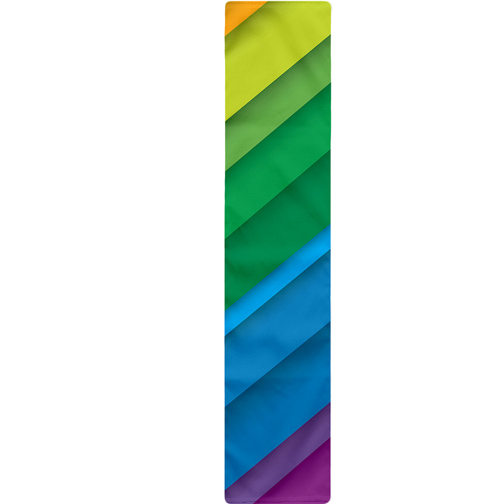 Rainbow Diagonal Lines Pattern Print Table Runner
