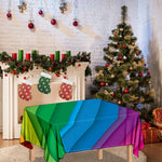 Rainbow Diagonal Lines Pattern Print Tablecloth