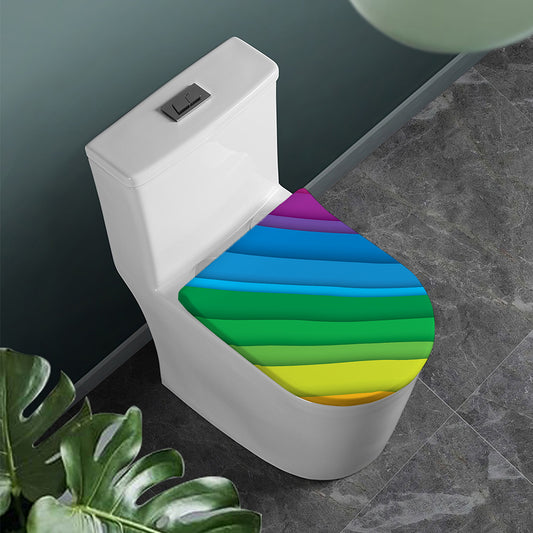 Rainbow Diagonal Lines Pattern Print Toilet Lid Cover