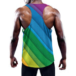 Rainbow Diagonal Lines Pattern Print Training Tank Top