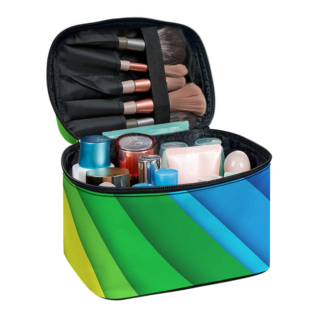 Rainbow Diagonal Lines Pattern Print Travel Makeup Bag