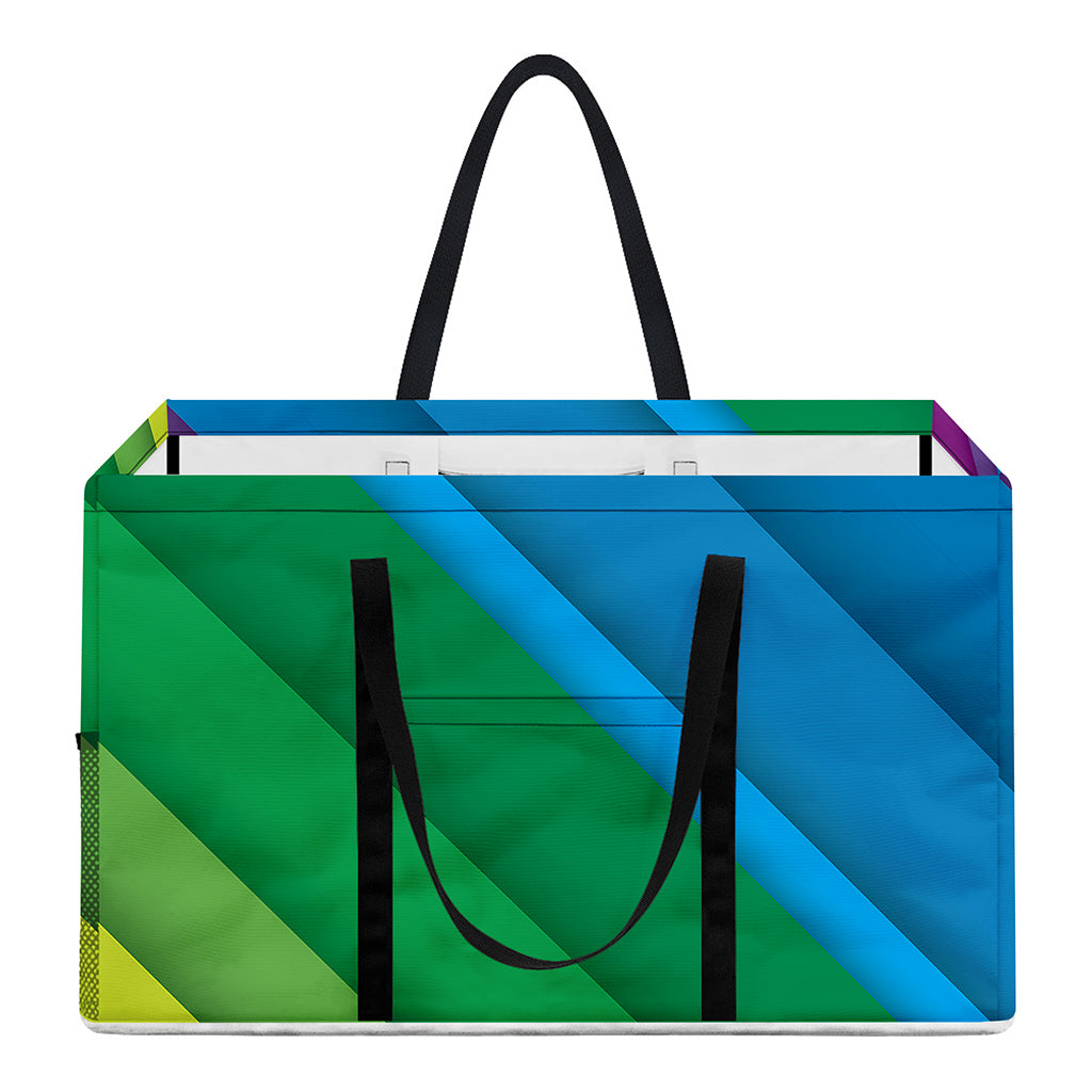 Rainbow Diagonal Lines Pattern Print Utility Tote Bag