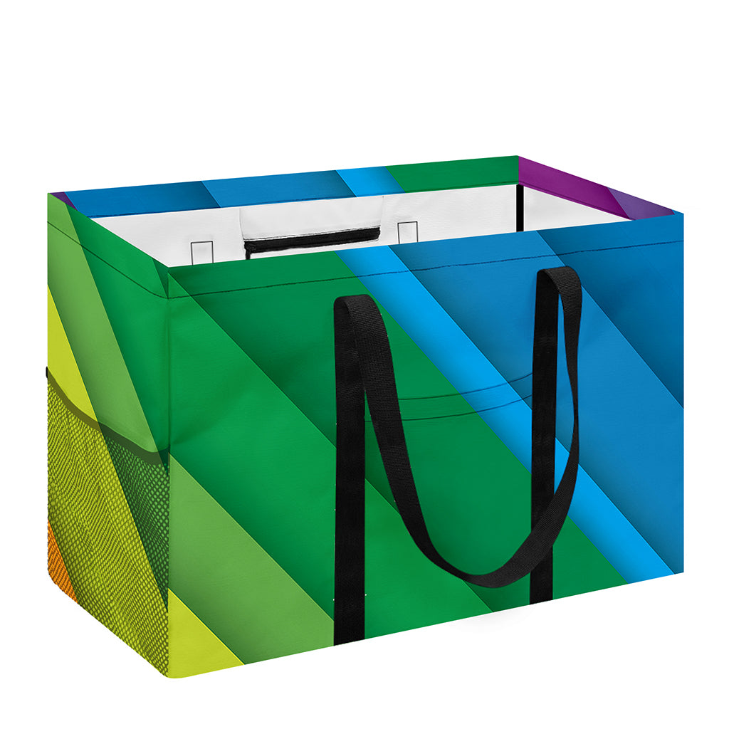 Rainbow Diagonal Lines Pattern Print Utility Tote Bag