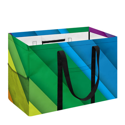 Rainbow Diagonal Lines Pattern Print Utility Tote Bag