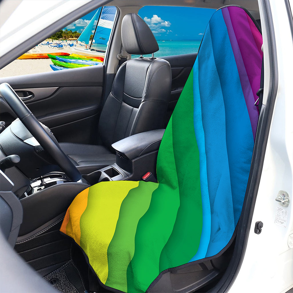 Rainbow Diagonal Lines Pattern Print Waterproof Car Seat Cover