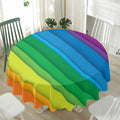 Rainbow Diagonal Lines Pattern Print Waterproof Round Tablecloth