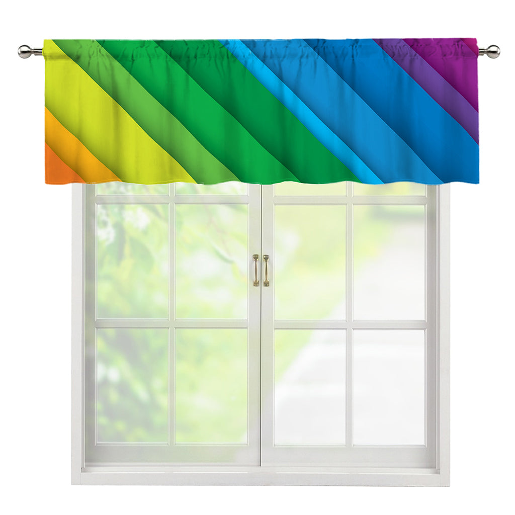 Rainbow Diagonal Lines Pattern Print Window Valance