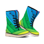 Rainbow Diagonal Lines Pattern Print Winter Boots