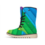 Rainbow Diagonal Lines Pattern Print Winter Boots