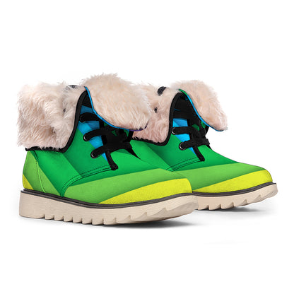 Rainbow Diagonal Lines Pattern Print Winter Boots