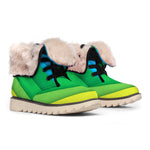 Rainbow Diagonal Lines Pattern Print Winter Boots