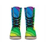 Rainbow Diagonal Lines Pattern Print Winter Boots
