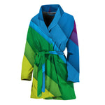 Rainbow Diagonal Lines Pattern Print Women's Bathrobe