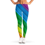 Rainbow Diagonal Lines Pattern Print Women's Leggings