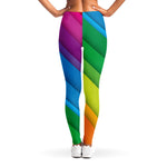 Rainbow Diagonal Lines Pattern Print Women's Leggings