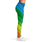 Rainbow Diagonal Lines Pattern Print Women's Leggings